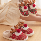 Söta jultofflor i bomull med halkfri sula