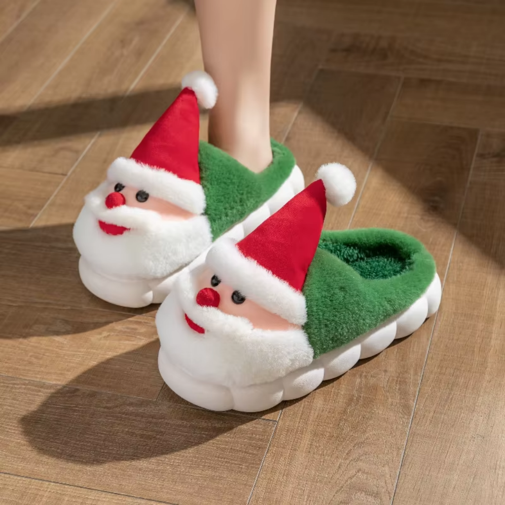 Fluffiga tofflor som sprider julglädje, steg för steg