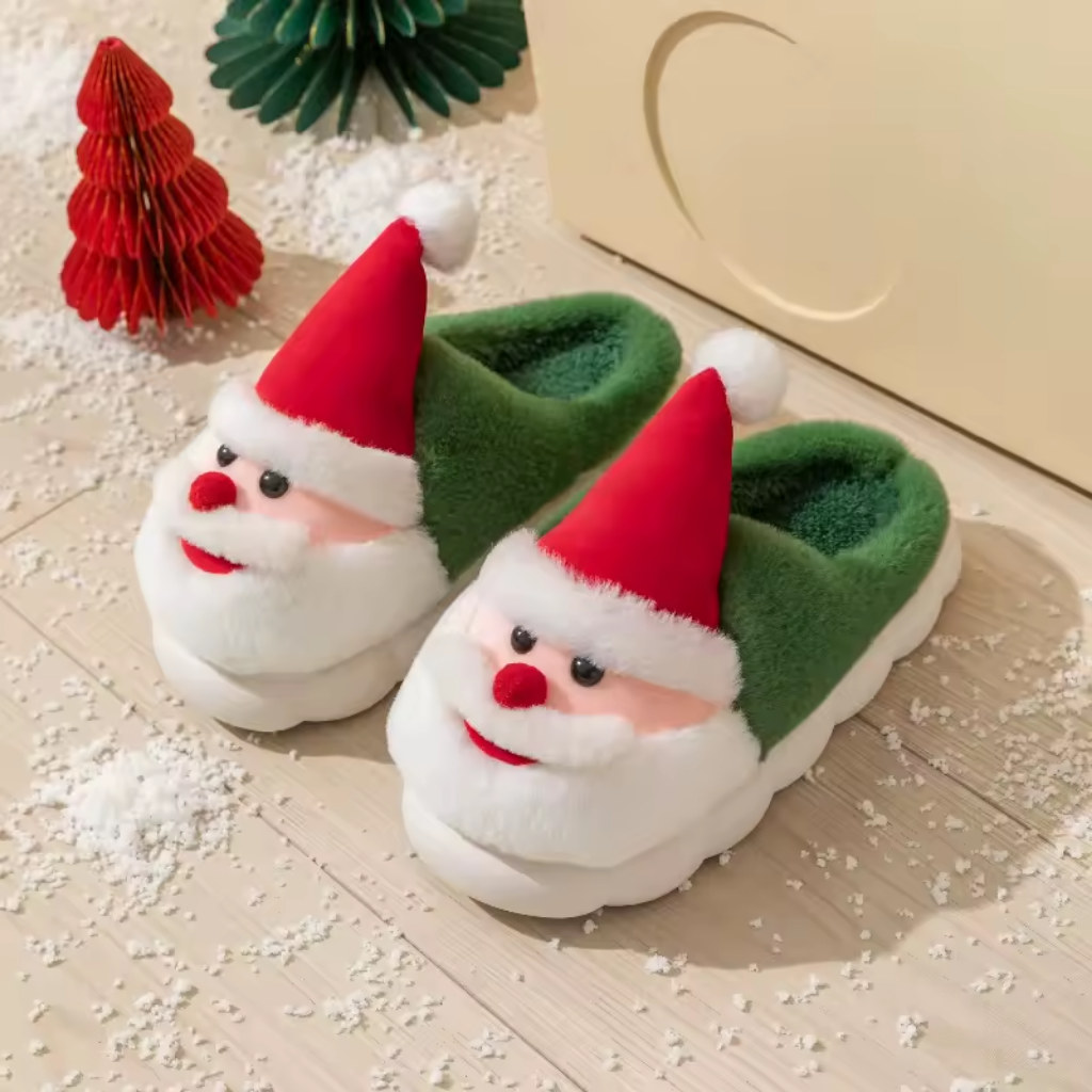 Fluffiga tofflor som sprider julglädje, steg för steg