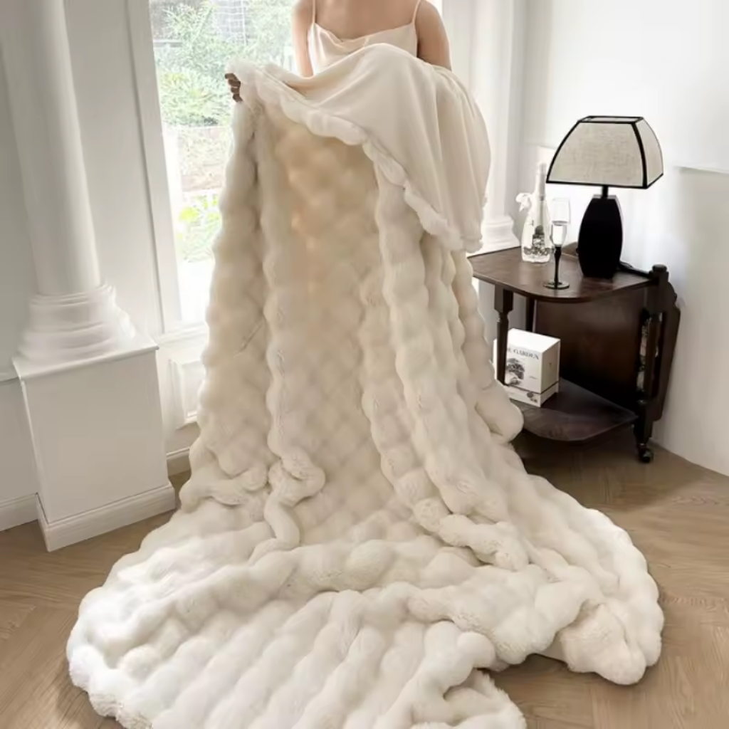 Extra tjock och silkeslen king size plush-pläd