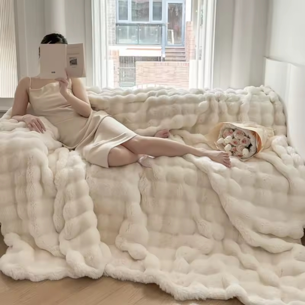 Extra tjock och silkeslen king size plush-pläd